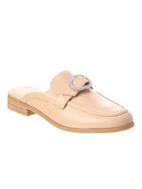 New Stuart Weitzman Crystal Buckle Leather Mules Sz 9